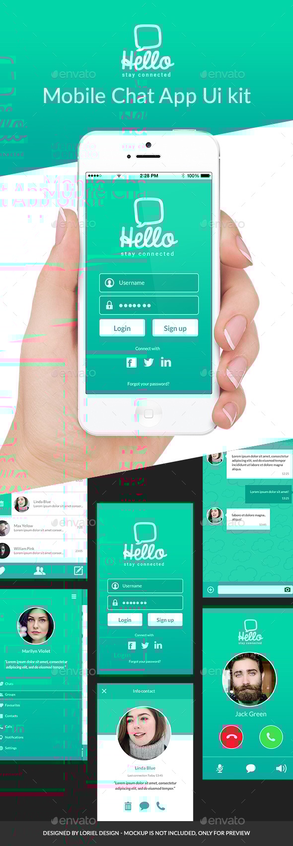 Hello - Mobile Chat App Ui kit, Web Elements | GraphicRiver