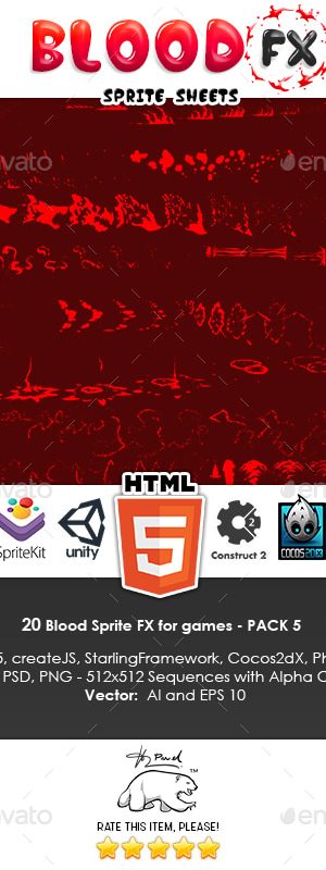 Blood Sprite FX for Games #5, Game Assets | GraphicRiver
