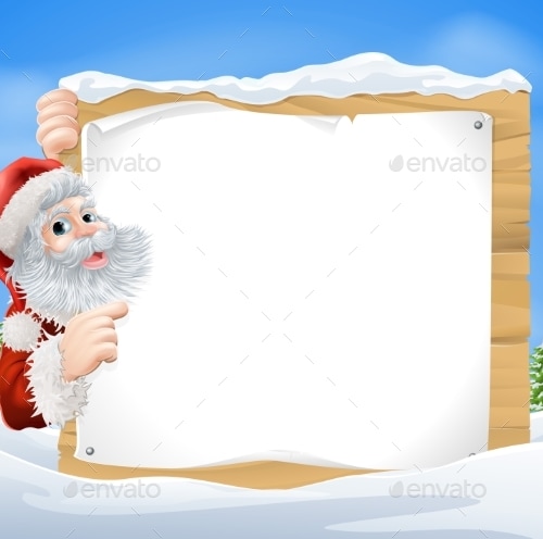 Snow Scene Christmas Santa Sign, Vectors | GraphicRiver