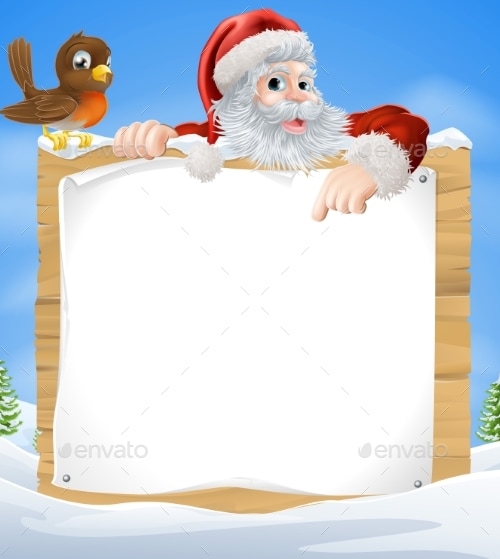 Christmas Snow Scene Santa Sign, Vectors | GraphicRiver
