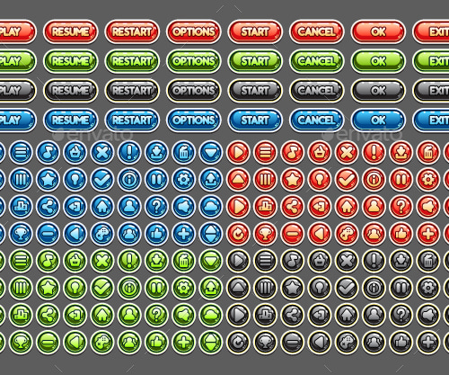 Shiny Buttons for Creating Video Games, Game Assets | GraphicRiver
