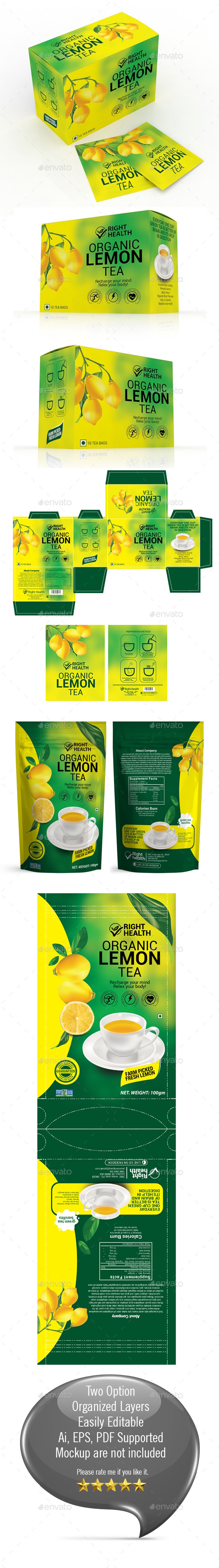 Lemon Tea Packaging Templates, Print Templates | GraphicRiver
