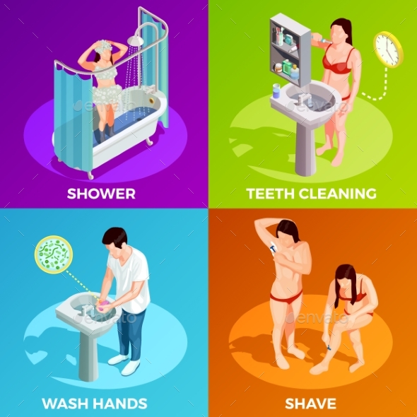 Hygiene Isometric Design Concept, Vectors | GraphicRiver