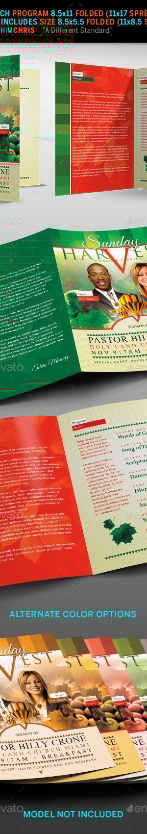 Sunday Harvest Church Program Template, Print Templates | GraphicRiver