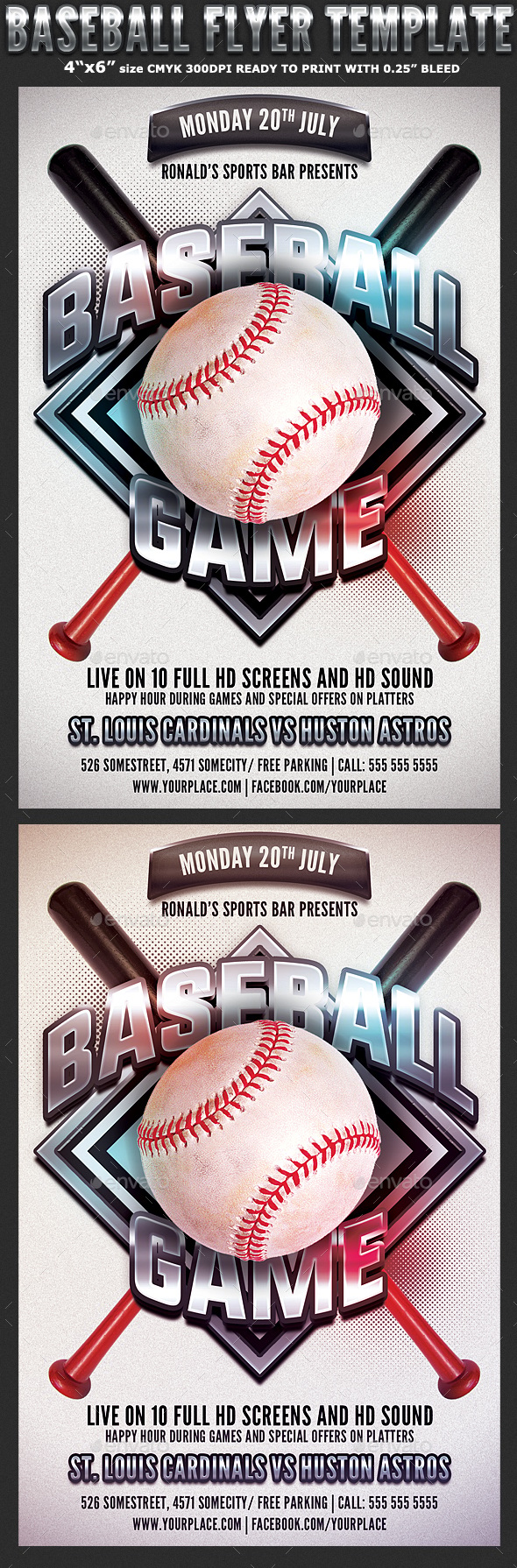 Baseball Game Flyer Template, Print Templates GraphicRiver