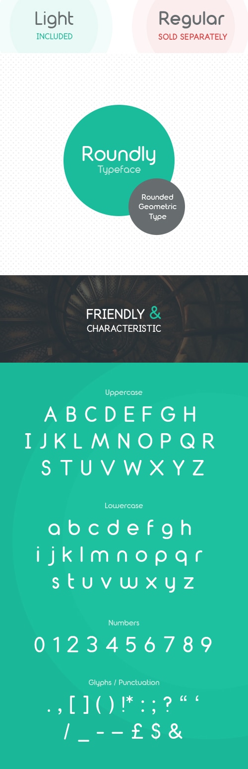 Roundly Light Typeface, Fonts | GraphicRiver