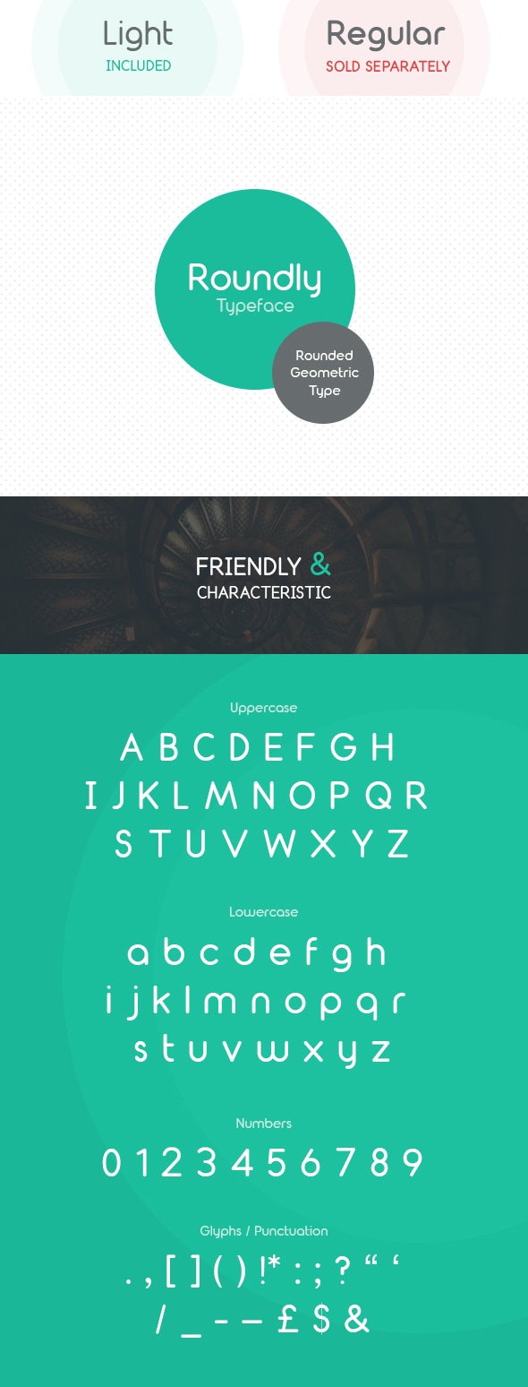 Roundly Light Typeface, Fonts | GraphicRiver