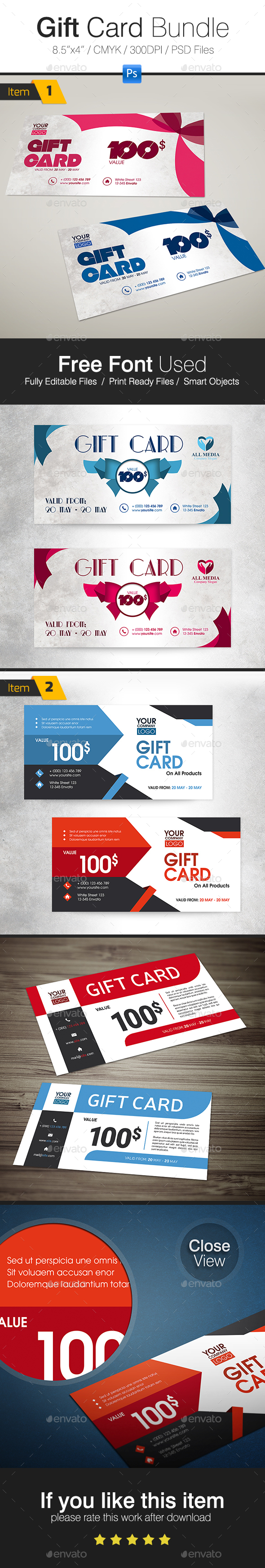 Gift Card Bundle, Print Templates | GraphicRiver