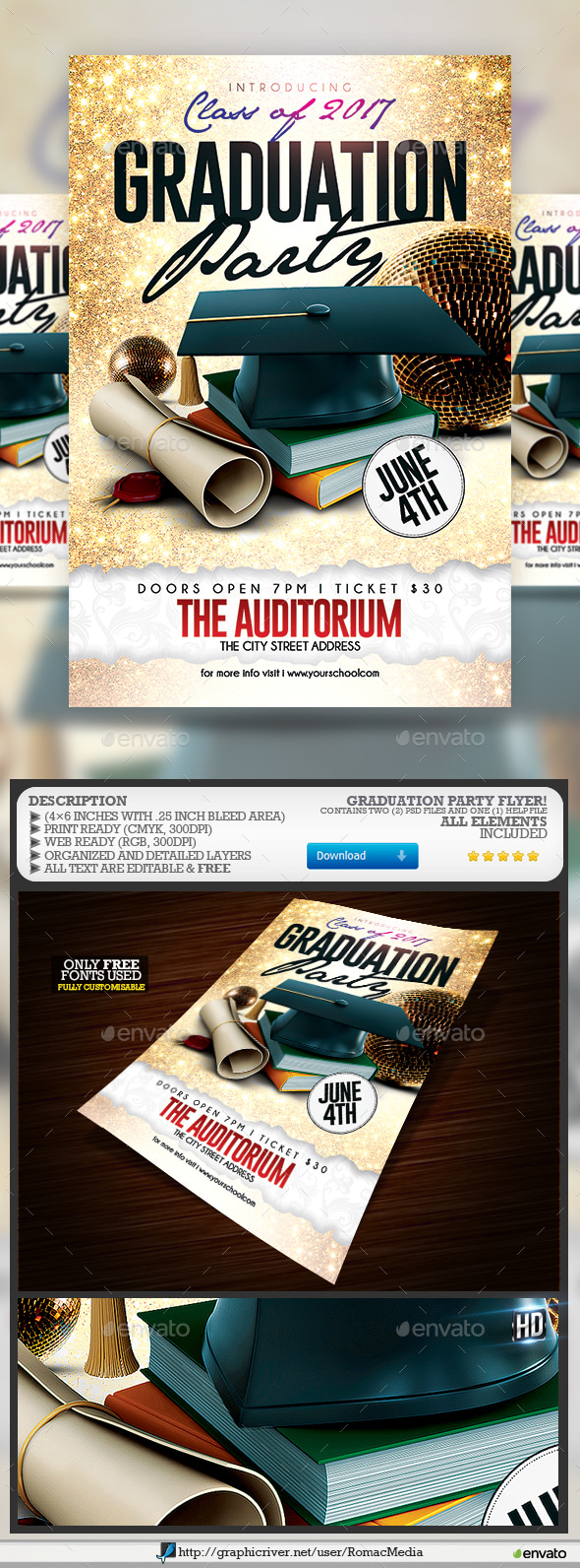 Graduation Party Flyer, Print Templates | GraphicRiver