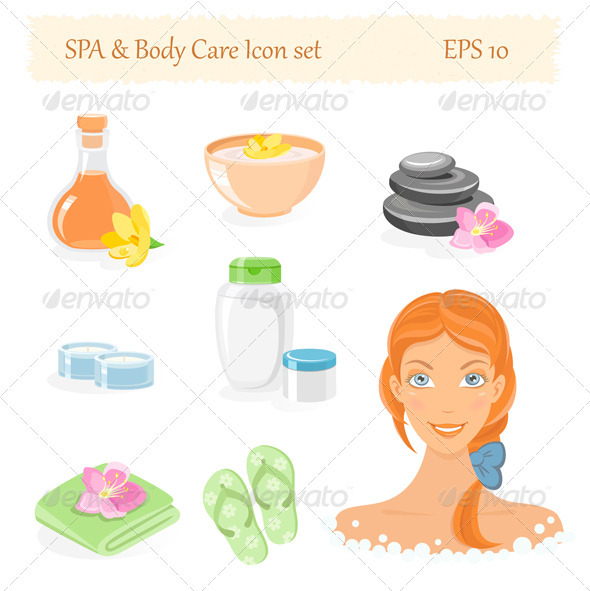 SPA And Body Care Icon Set, Vectors | GraphicRiver