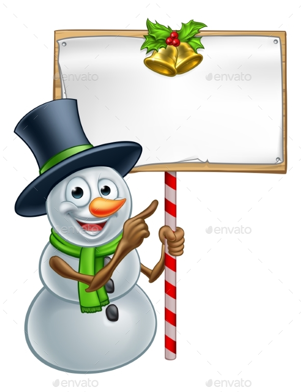 Christmas Snowman Holding Sign, Vectors | GraphicRiver