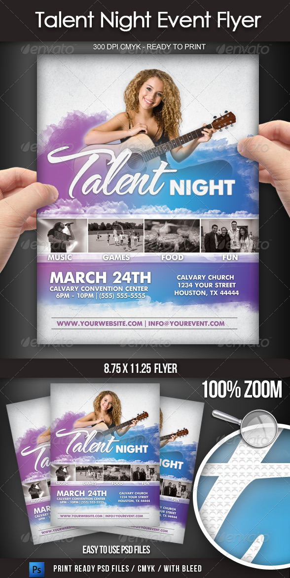 Talent Show Event Flyer, Print Templates | GraphicRiver