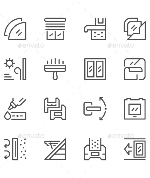 Set Line Icons of Window, Icons | GraphicRiver
