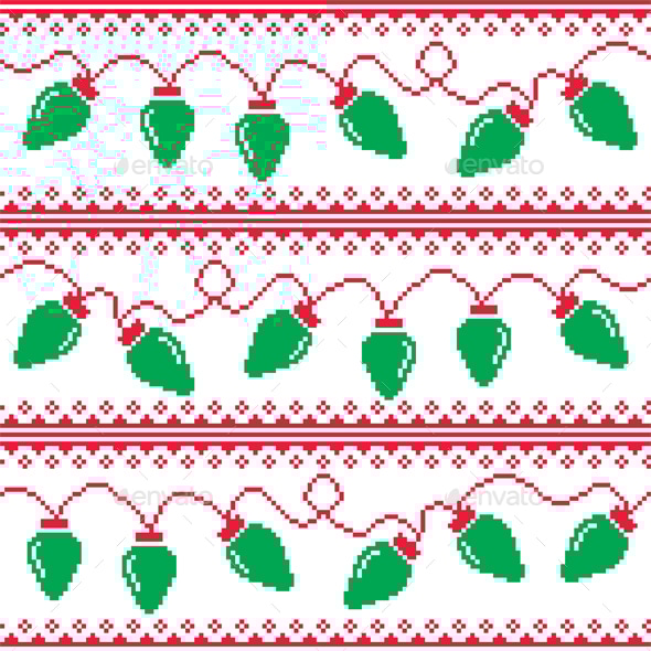 Christmas Tree Lights Seamless Pattern, Ugly Christmas Sweater