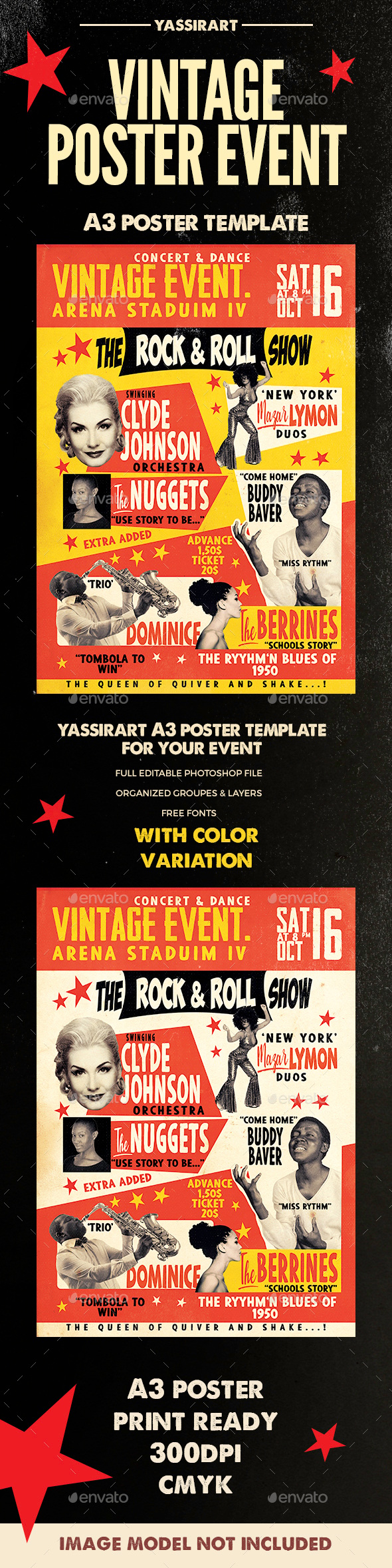 Vintage 50’s Poster A3, Print Templates | GraphicRiver