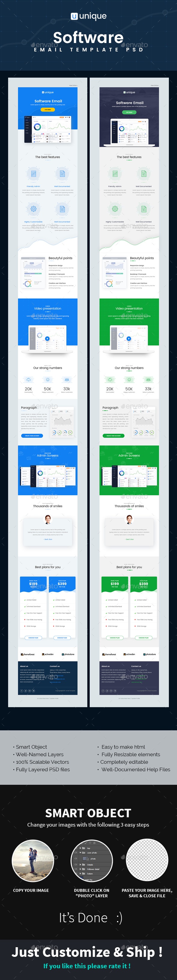Unique - Software Email Template PSD, Web Elements | GraphicRiver