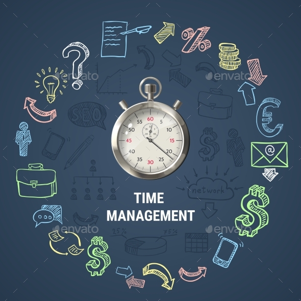 Time Management Round Composition, Vectors | GraphicRiver