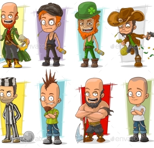 Cartoon Characters Vector Set, Vectors | GraphicRiver