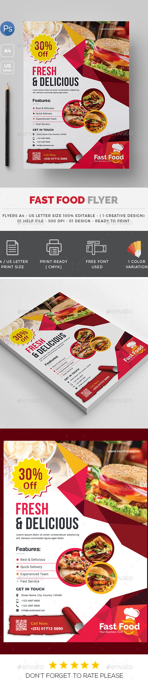Fast Food Flyer, Print Templates | GraphicRiver