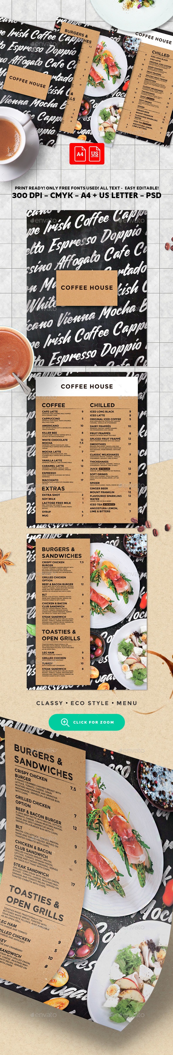 Coffee Menu - Food Menus Print Templates
