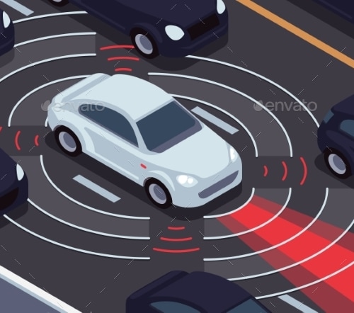 Vehicle Autonomous Driving Technology, Vectors | GraphicRiver