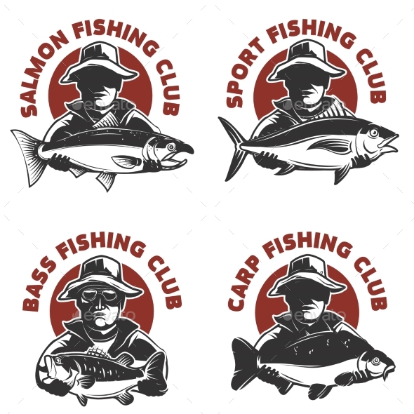 Set of Fishing Club Labels Templates., Vectors | GraphicRiver