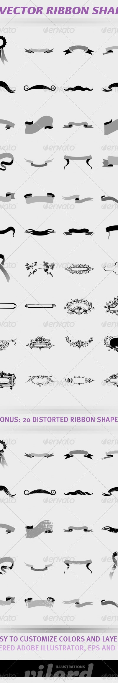40 Vector Ribbon Shapes 2, Vectors | GraphicRiver