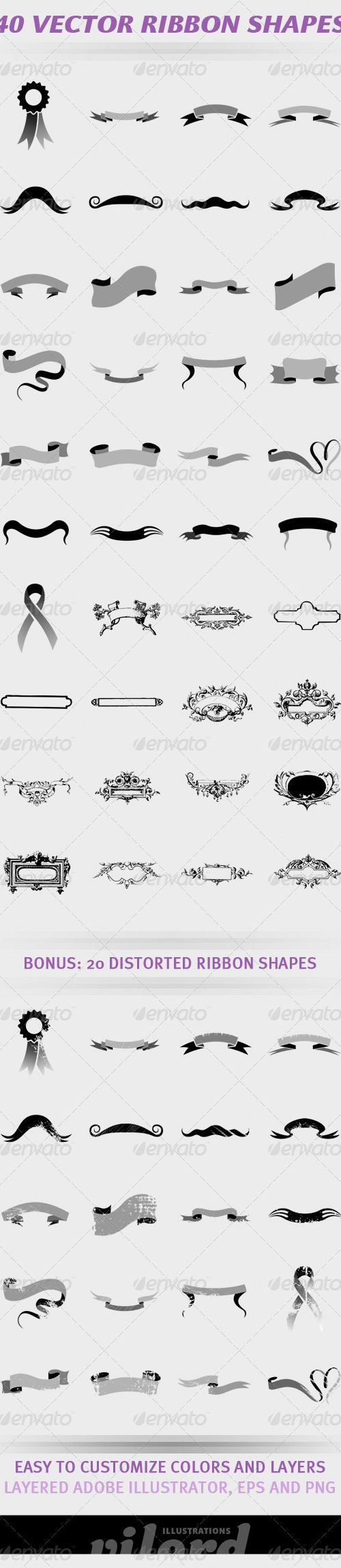 40 Vector Ribbon Shapes 2, Vectors | GraphicRiver
