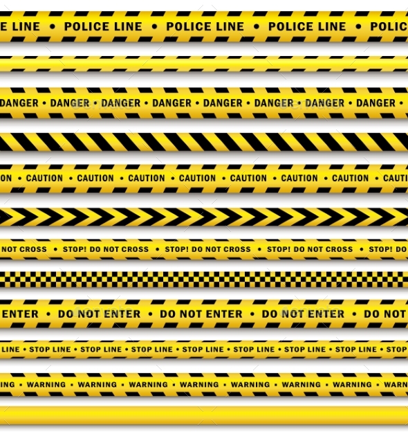 Vector Yellow Black Police Tape Set Isolated, Vectors | GraphicRiver