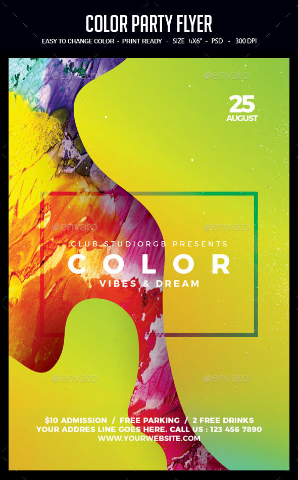 Color Party Flyer, Print Templates | GraphicRiver