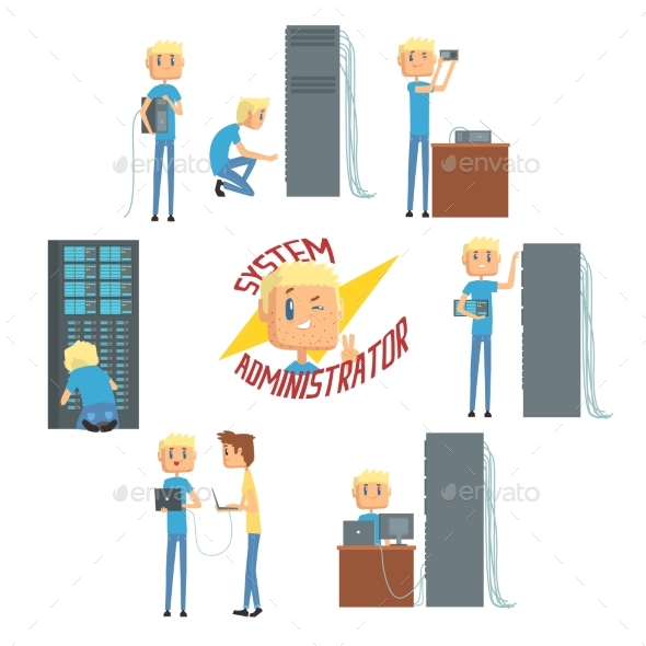 System Administrator, Network Engineer Characters, Vectors | GraphicRiver