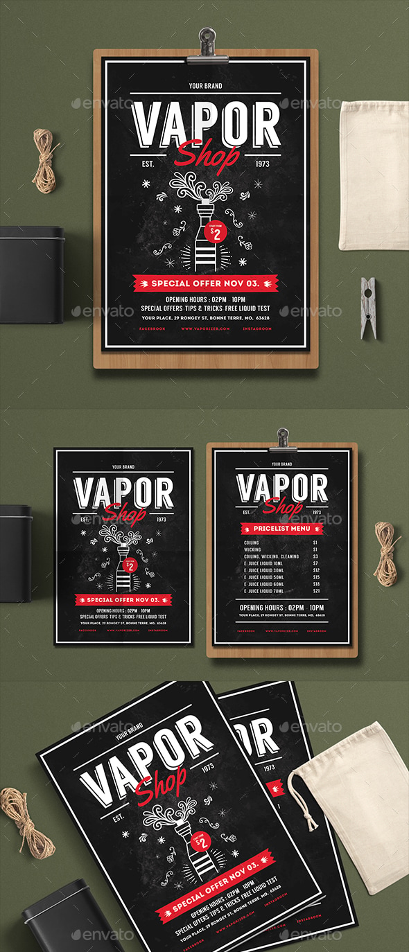 Vape Shop Flyer Menu, Print Templates | GraphicRiver Vape Shop Flyer Menu, Print Templates | GraphicRiver