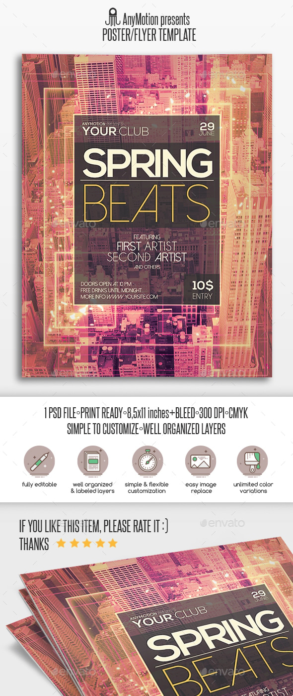Spring Beats Flyer, Print Templates | GraphicRiver