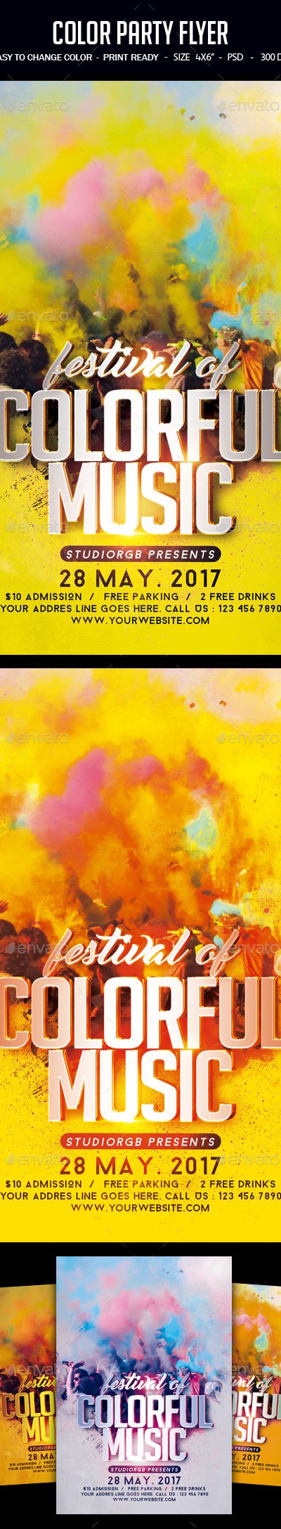 Color Party Flyer, Print Templates | GraphicRiver