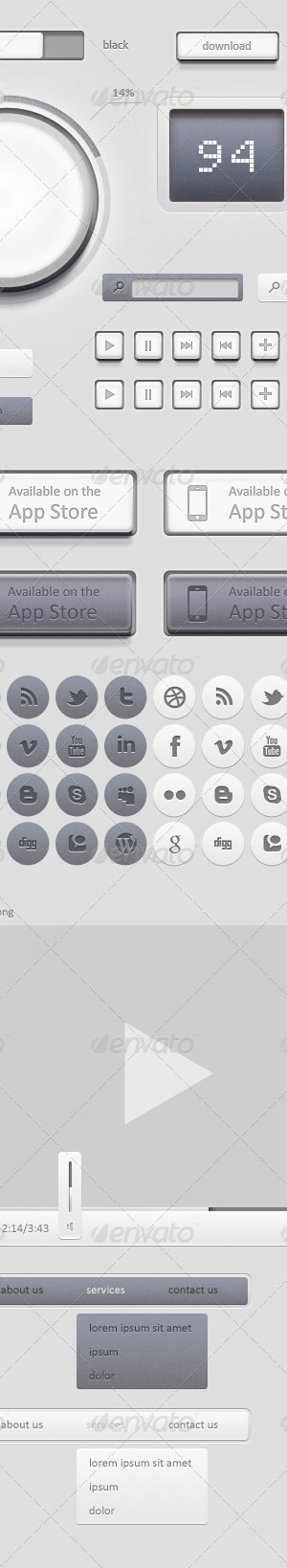 Light GUI Graphical User Interface Set, Web Elements | GraphicRiver