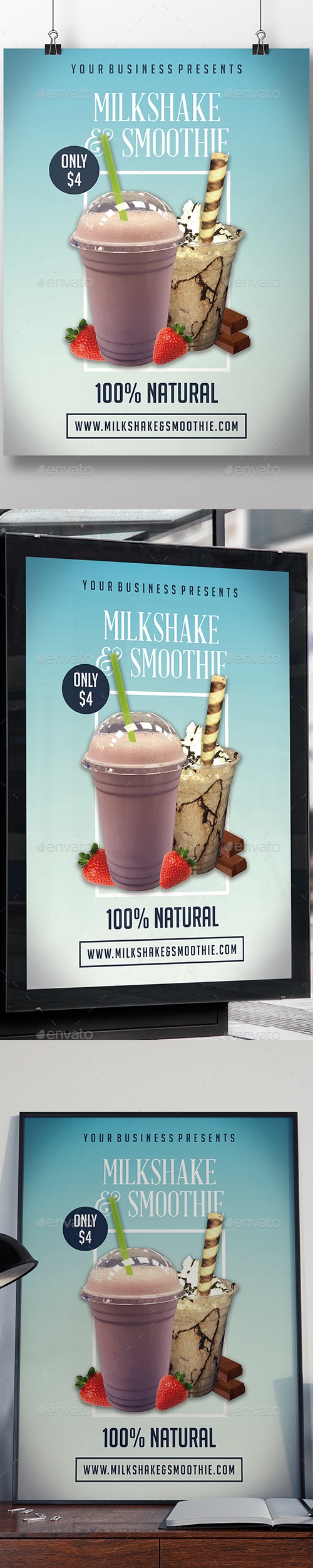 Milkshake & Smoothie Flyer Template, Print Templates | GraphicRiver