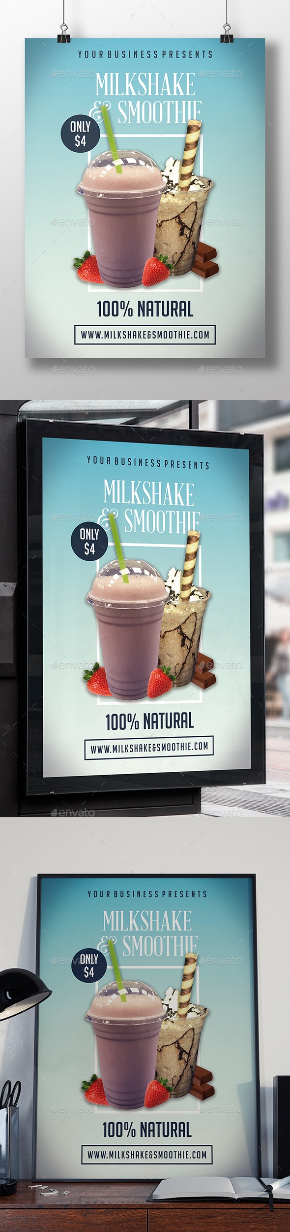 Milkshake & Smoothie Flyer Template, Print Templates | GraphicRiver