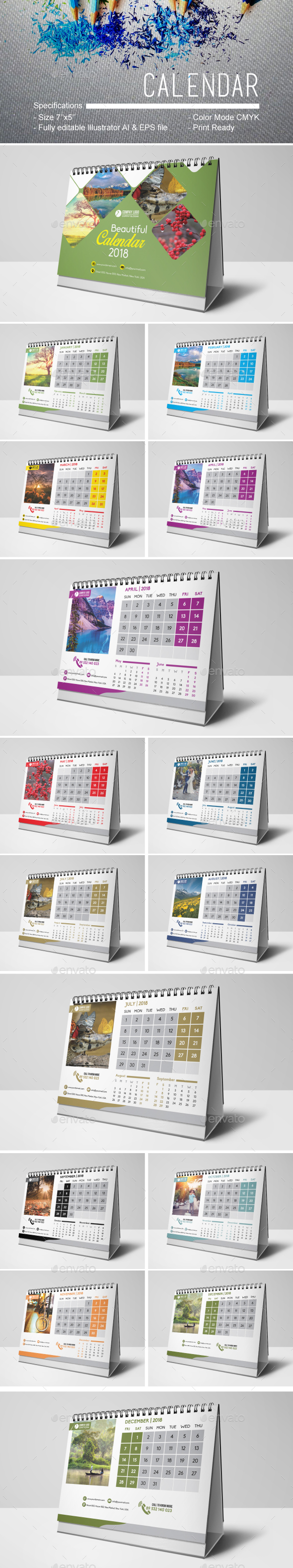 Calendar, Print Templates | GraphicRiver