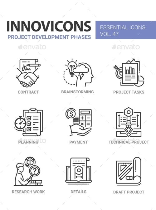 Project Development Phases - Modern Vector Line, Icons | GraphicRiver