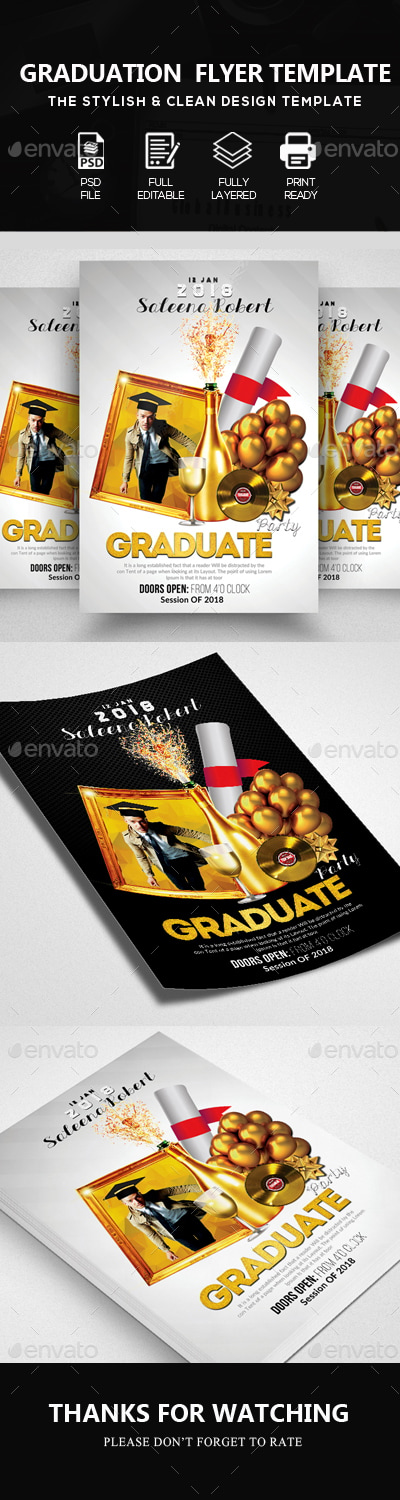 Graduation Party Flyer Template, Print Templates | GraphicRiver