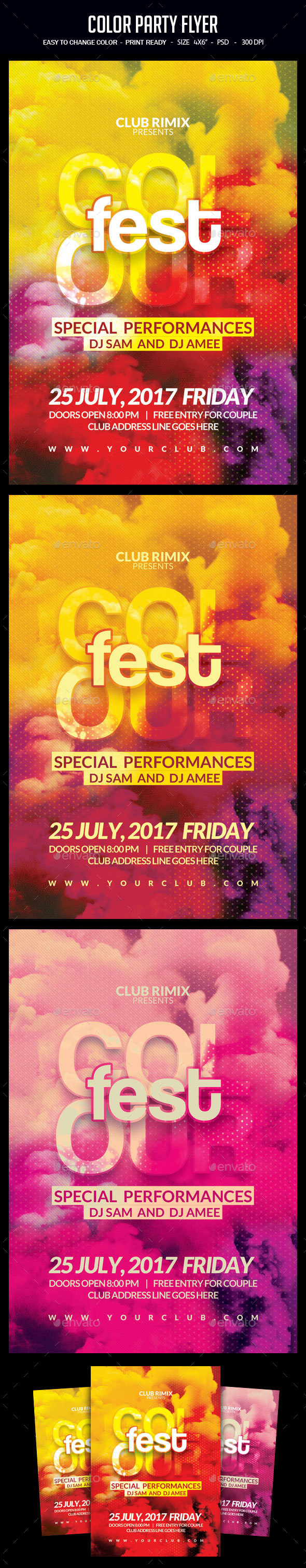 Color Party Flyer, Print Templates | GraphicRiver