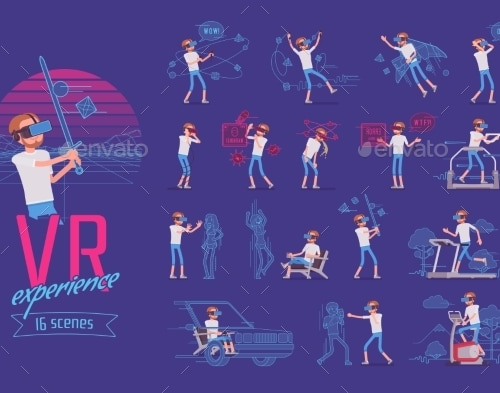 VR Male User Character Set, Various Poses, Vectors | GraphicRiver
