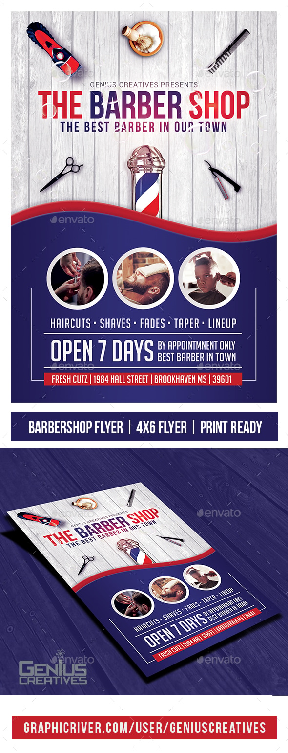 Barber Shop Flyer Template v3, Print Templates GraphicRiver