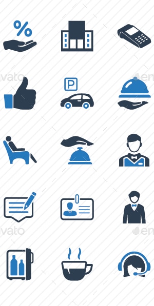 Restaurant Service Icons - Blue Version, Icons | GraphicRiver
