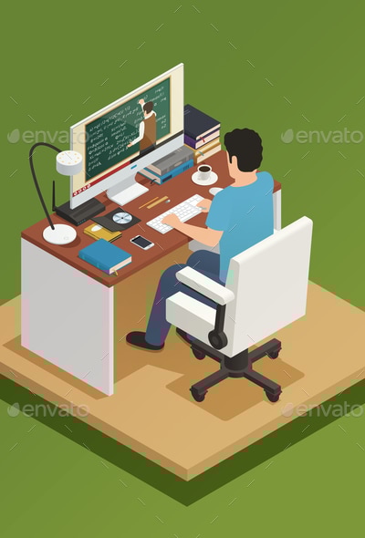 Elearning Isometric Composition, Vectors | GraphicRiver