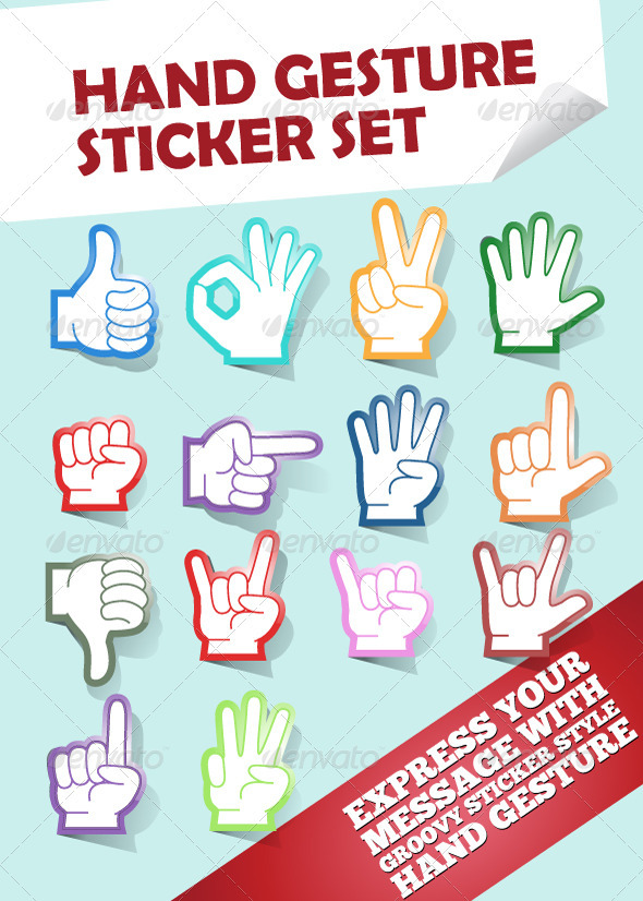 Hand Gesture Stickers, Vectors | GraphicRiver