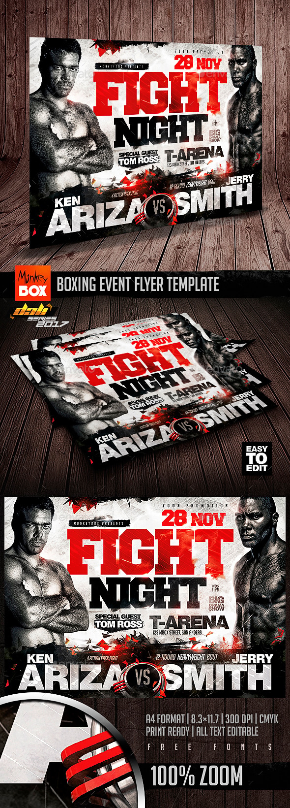 Boxing Event Flyer Template, Print Templates | GraphicRiver