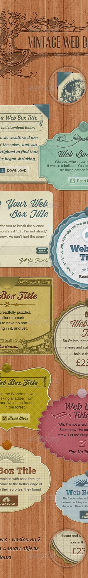 Vintage Web Boxes #2 , Web Elements | GraphicRiver