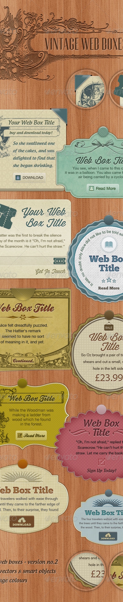 Vintage Web Boxes #2 , Web Elements | GraphicRiver