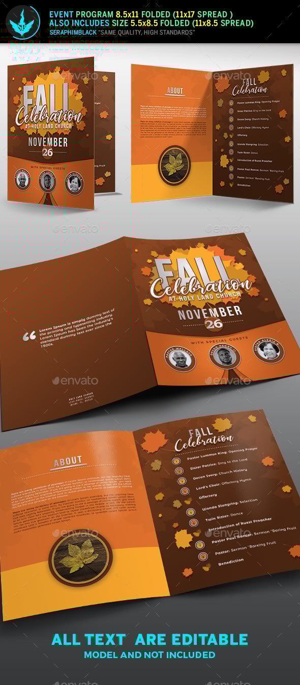Fall Celebration Church Program Template, Print Templates | GraphicRiver